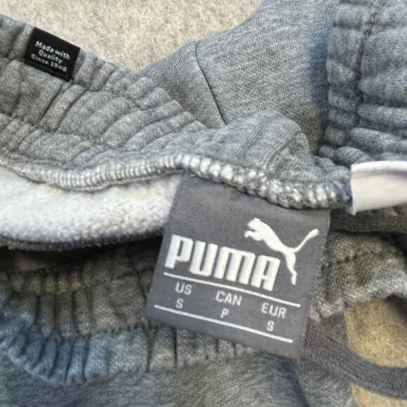 Puma Small Gray Joggers – Fleece-Lined Womens Sweatpants Cuffed Ankles Small - Picture 6 of 7